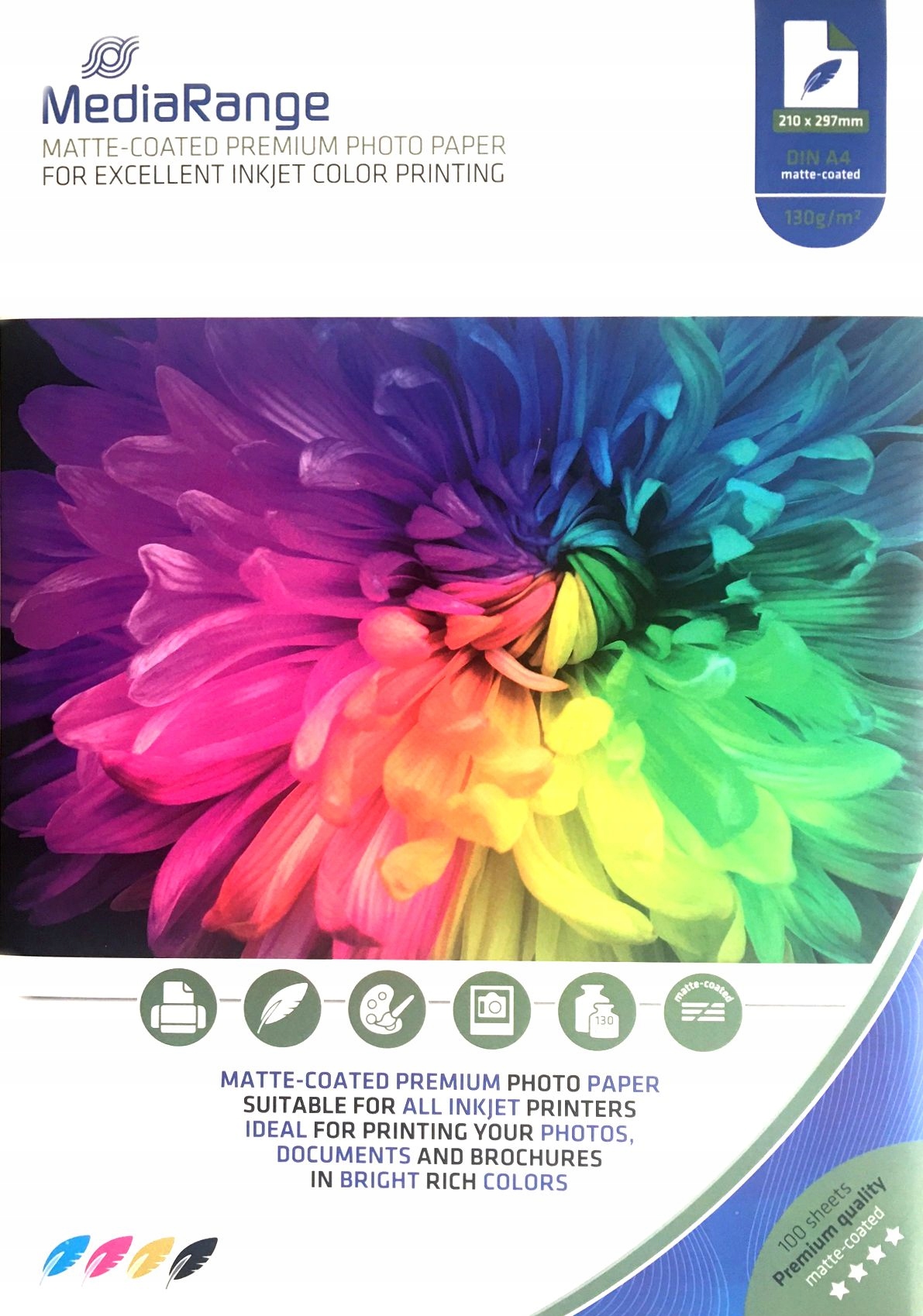 Papier FOTO A4 Matowy 130g 100 ark MediaRange