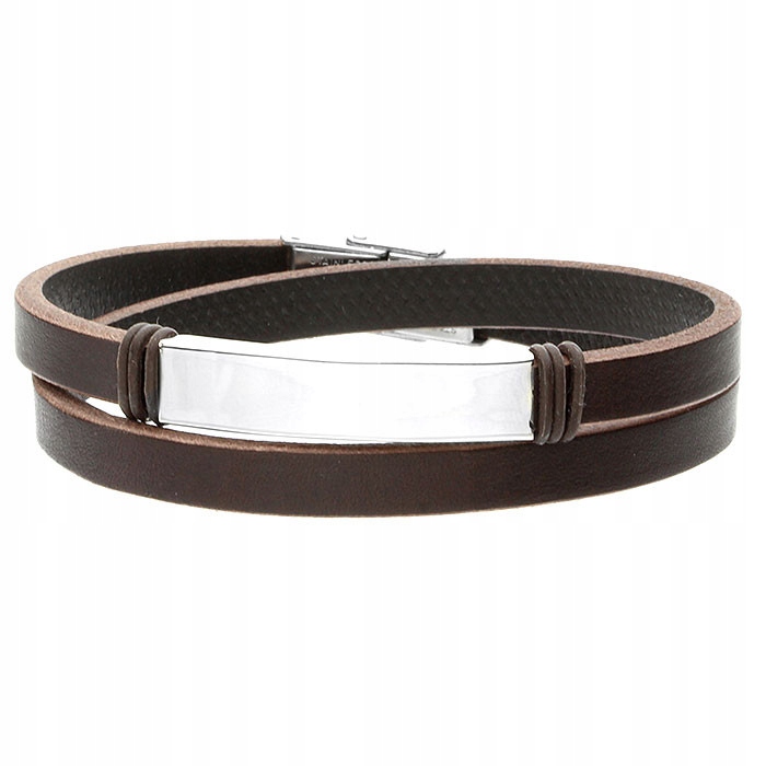 Hnědý Pánský Náramek Z Kůže Gravírování Ocel