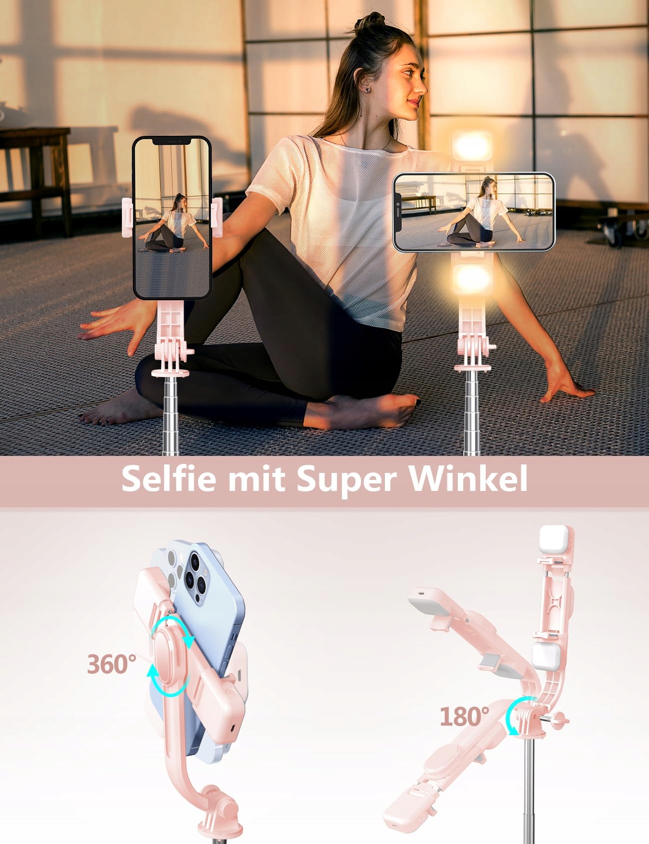 SELFIE STICK Z FILL LIGHT STATYW DO SMARTFONÓW Z PILOTEM — miniatura 6
