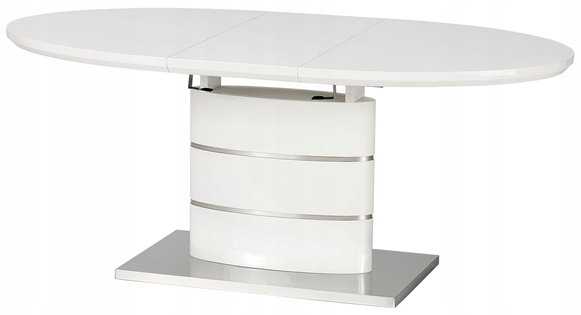 BIAŁY stół rozkładany do salonu POŁYSK owalny na jednej nodze ASPEN Halmar Marka Halmar