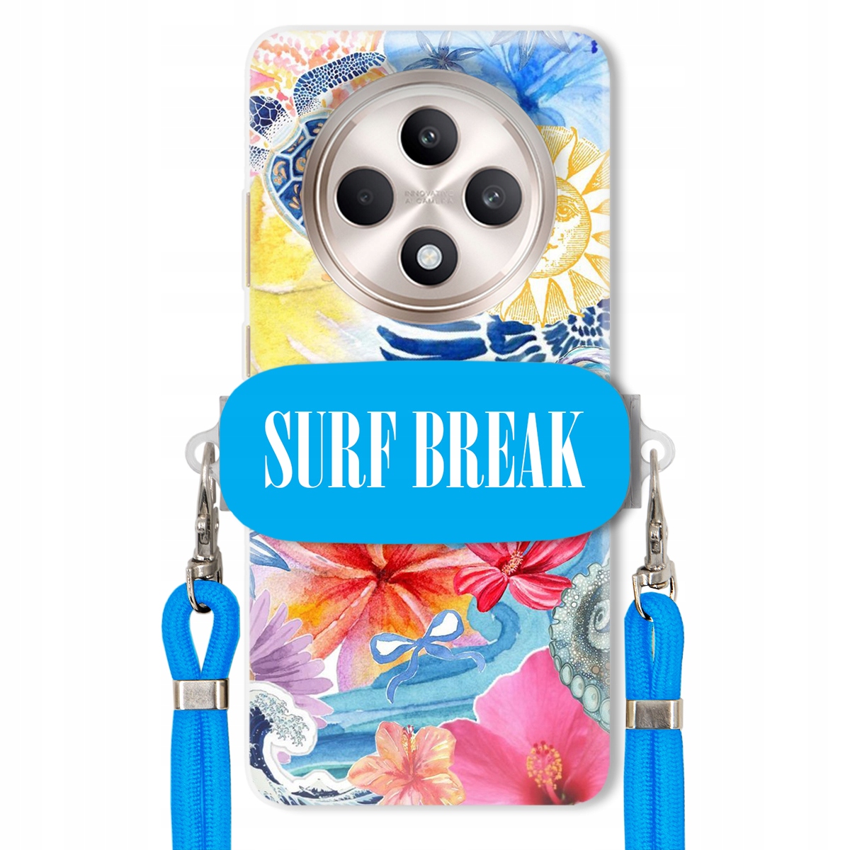 Puzdro pre Oppo Reno 12 Fs Vodítko Crossbody Blue Držiak Surf Break Lata