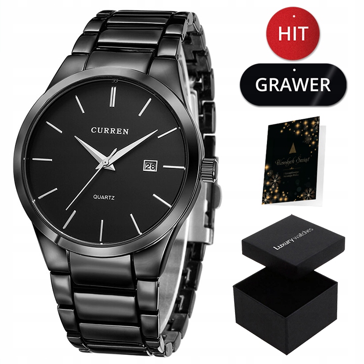 

Tytanowy Zegarek Męski Na Bransolecie Czarny