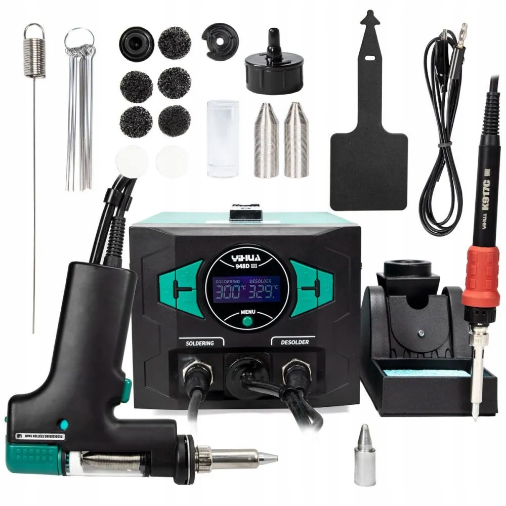 Pájecí stanice Yihua 948D III 290W odpáječka 2v1 200-480°C LCD Esd