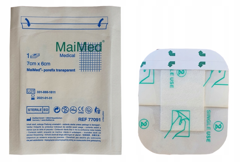 OPATRUNEK NA RANY JAŁOWY HYPOALERGICZNY Z WKŁADEM CHŁONNYM 7X6cm 50szt Typ wyrobu medycznego wyrób medyczny lub wyrób medyczny do diagnostyki in-vitro