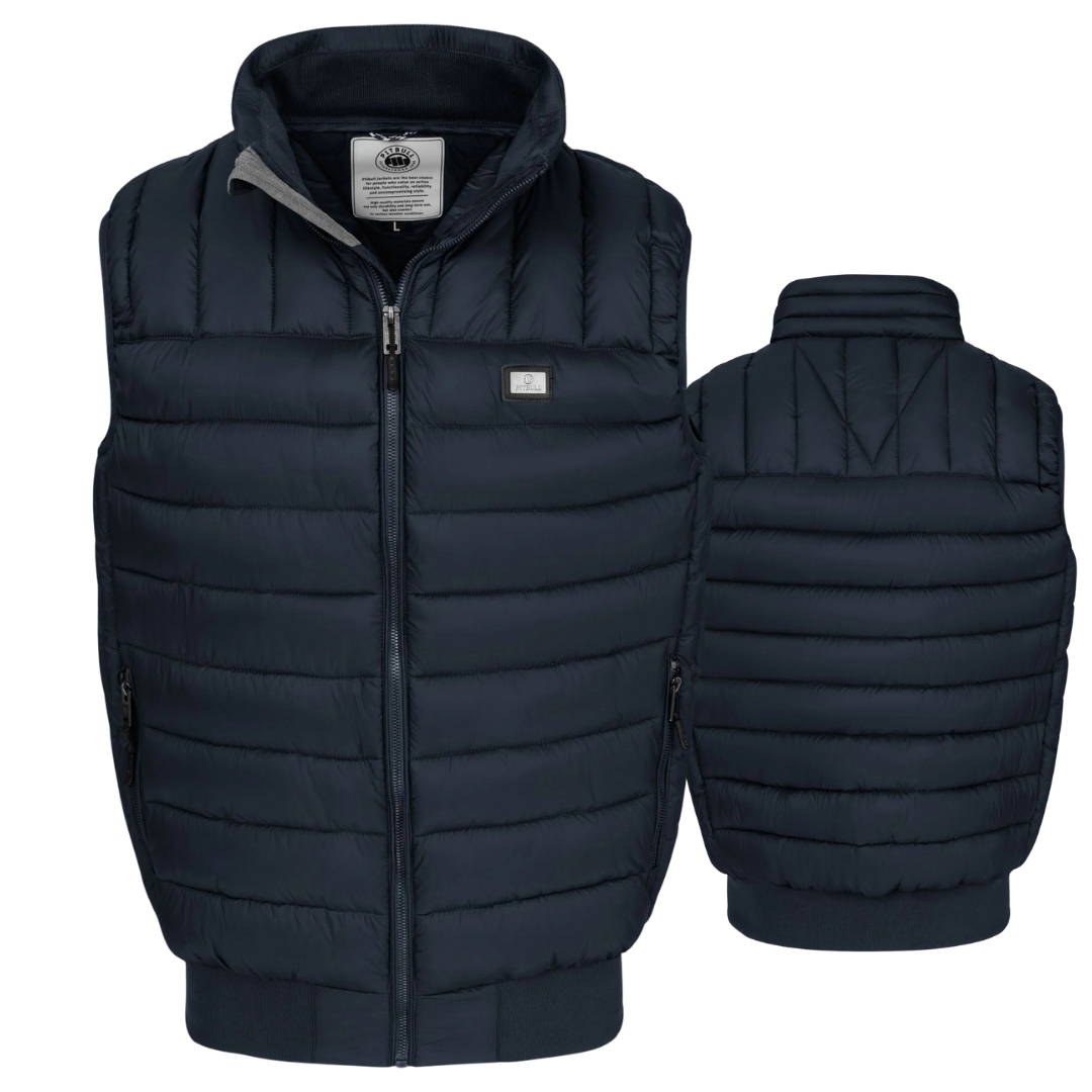 Pánské prošívané Bunda Bez Rukávů Pitbull West Coast Granger II s rukávy, tmavě modrá, velikost S