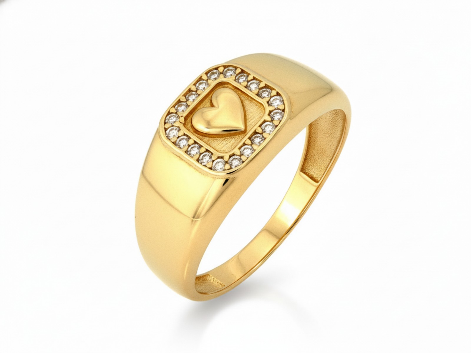 Ženský prstýnek zlato 585 srdce efektní zirkon módní efektní 14k