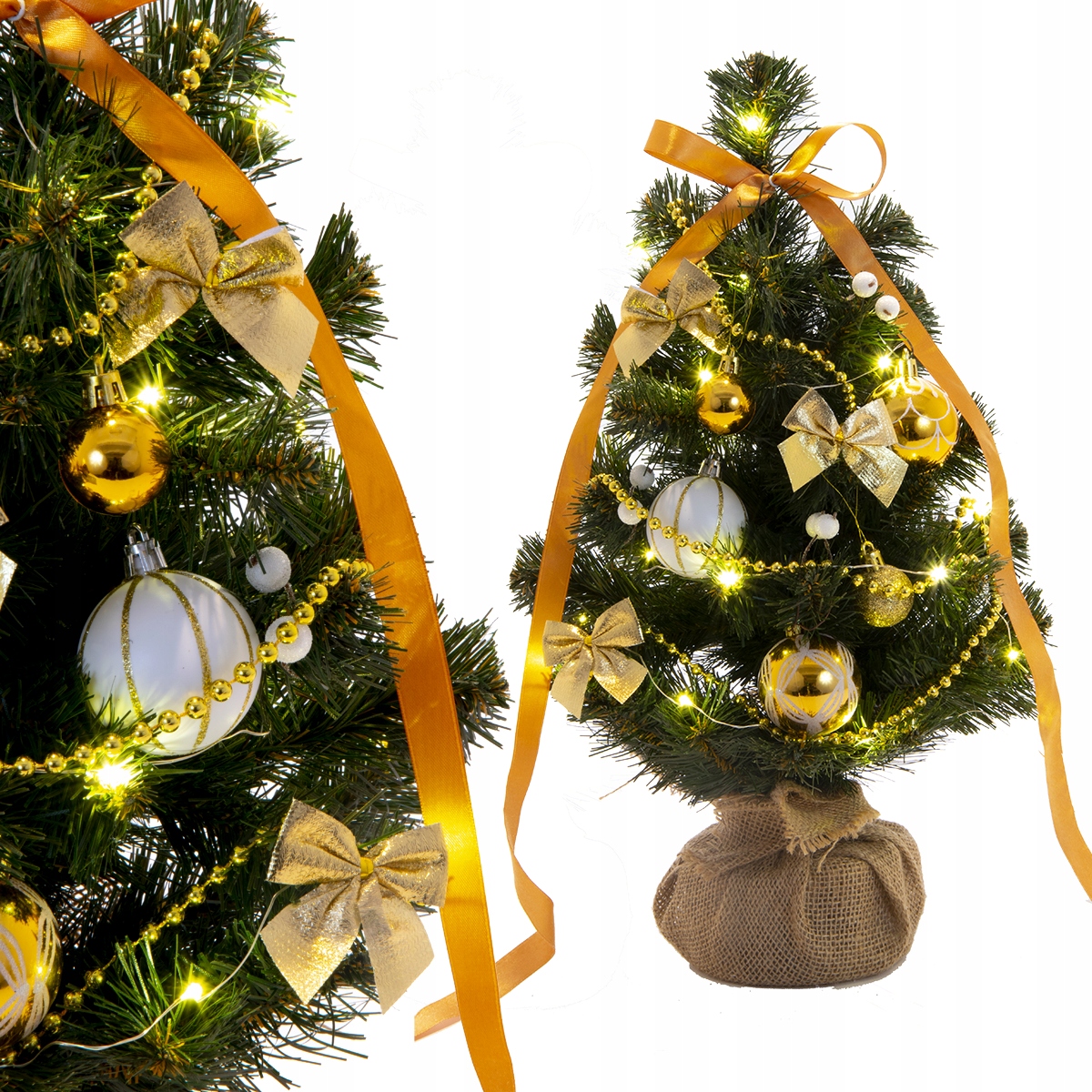 

Mała choinka na pniu z dekoracjami Led 45cm