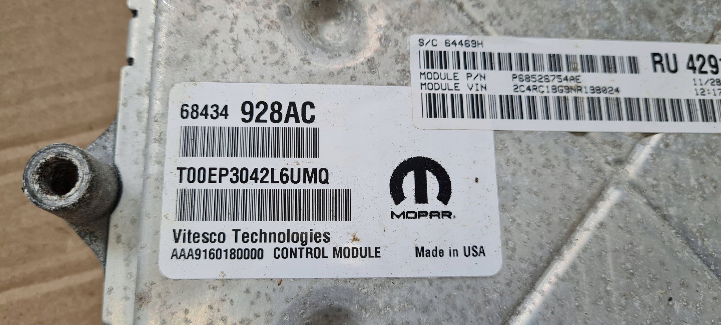 Chrysler Pacifica 2022 modulo Centralina Motore computer 3.6 V6 68434928AC