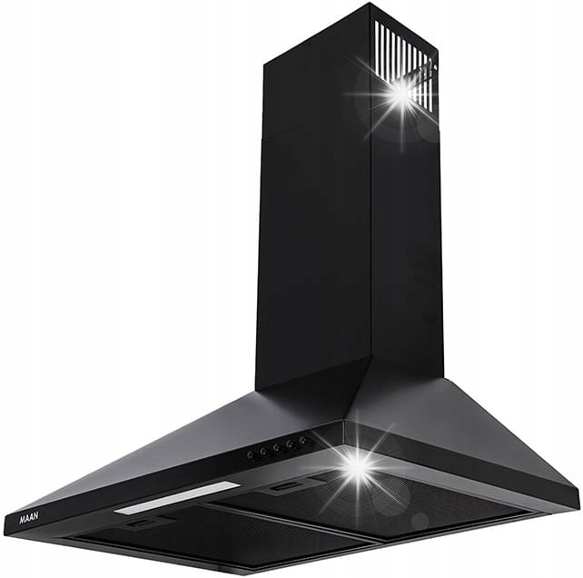 Okap kuchenny kominowy Maan Vela 2 60 cm Czarna Przyścienny 150-320 m3/h