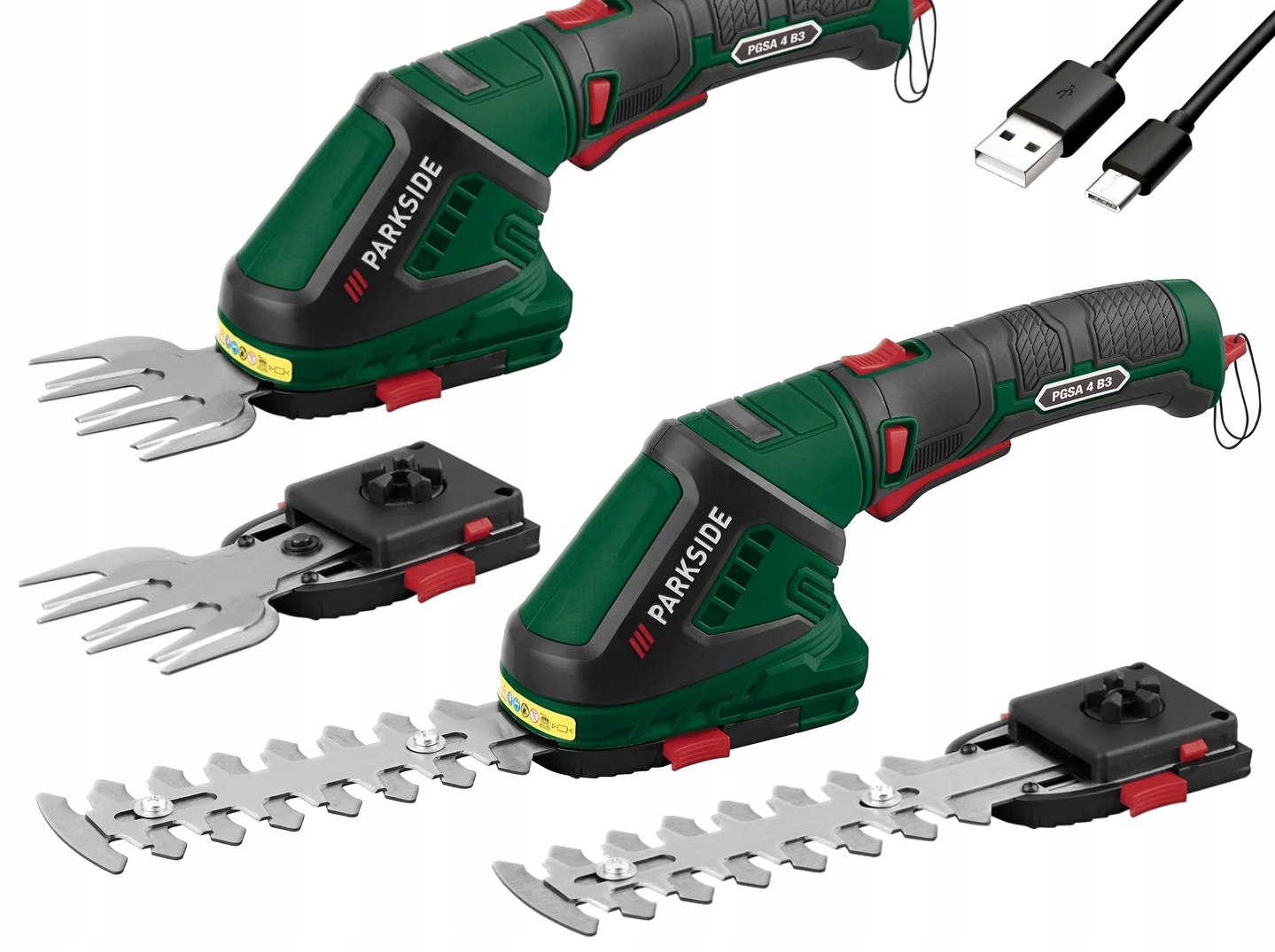 Nożyce akumulatorowe do trawy i krzewów Parkside Pgsa 4 2w1 2Ah Usb-c Nowe