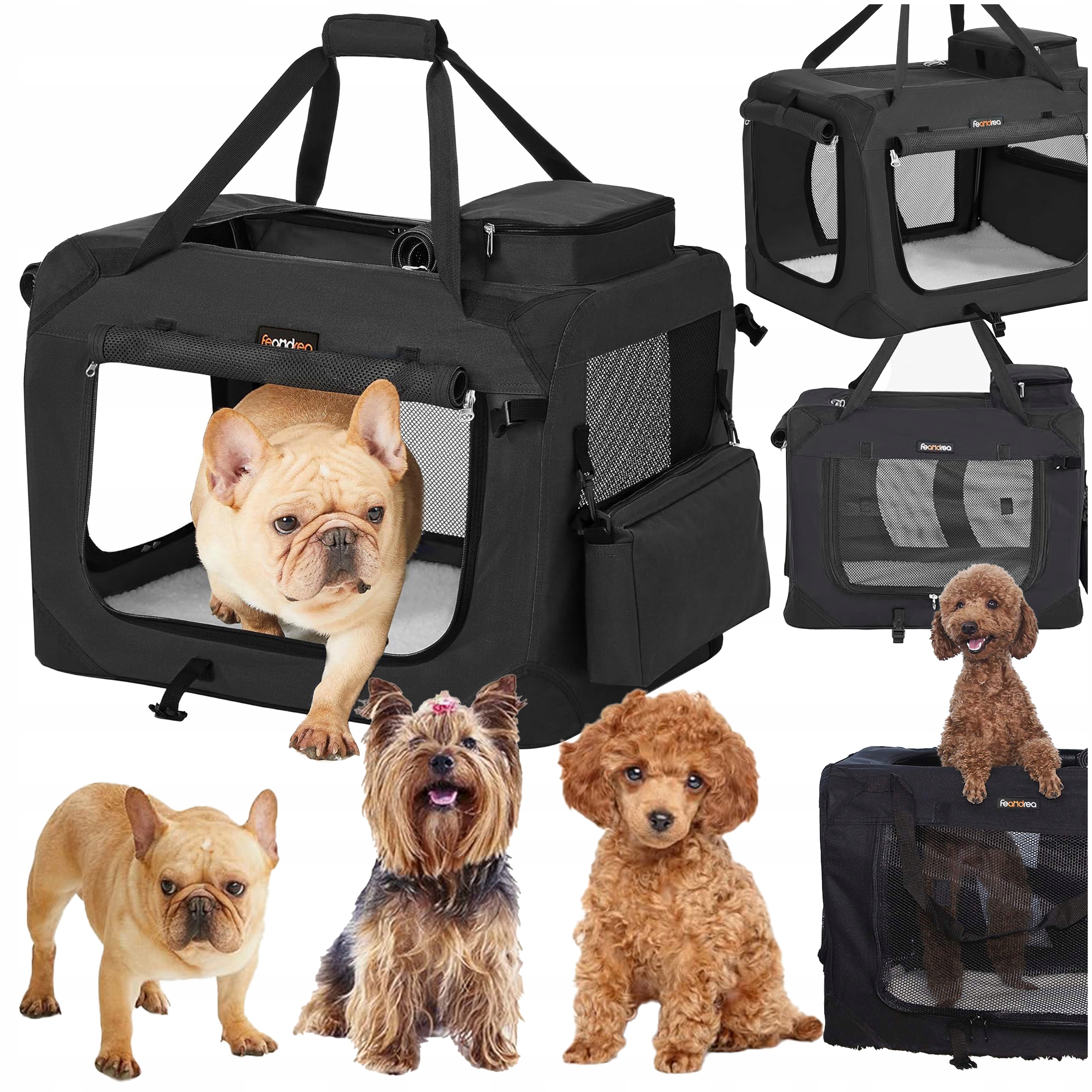 Levně Feandrea přepravka pro domácí zvířata lehká černá 60 x 42 x 42 cm PDC60H