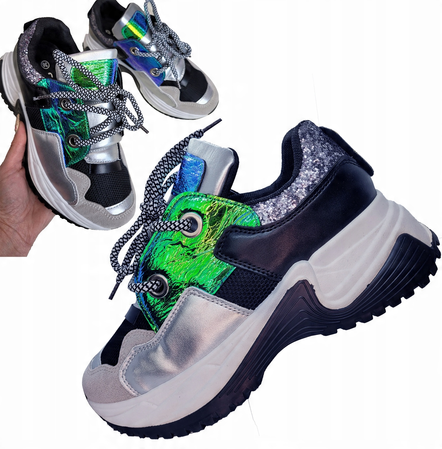 

Adidasy sneakersy gruba podeszwa Holograficzne 39