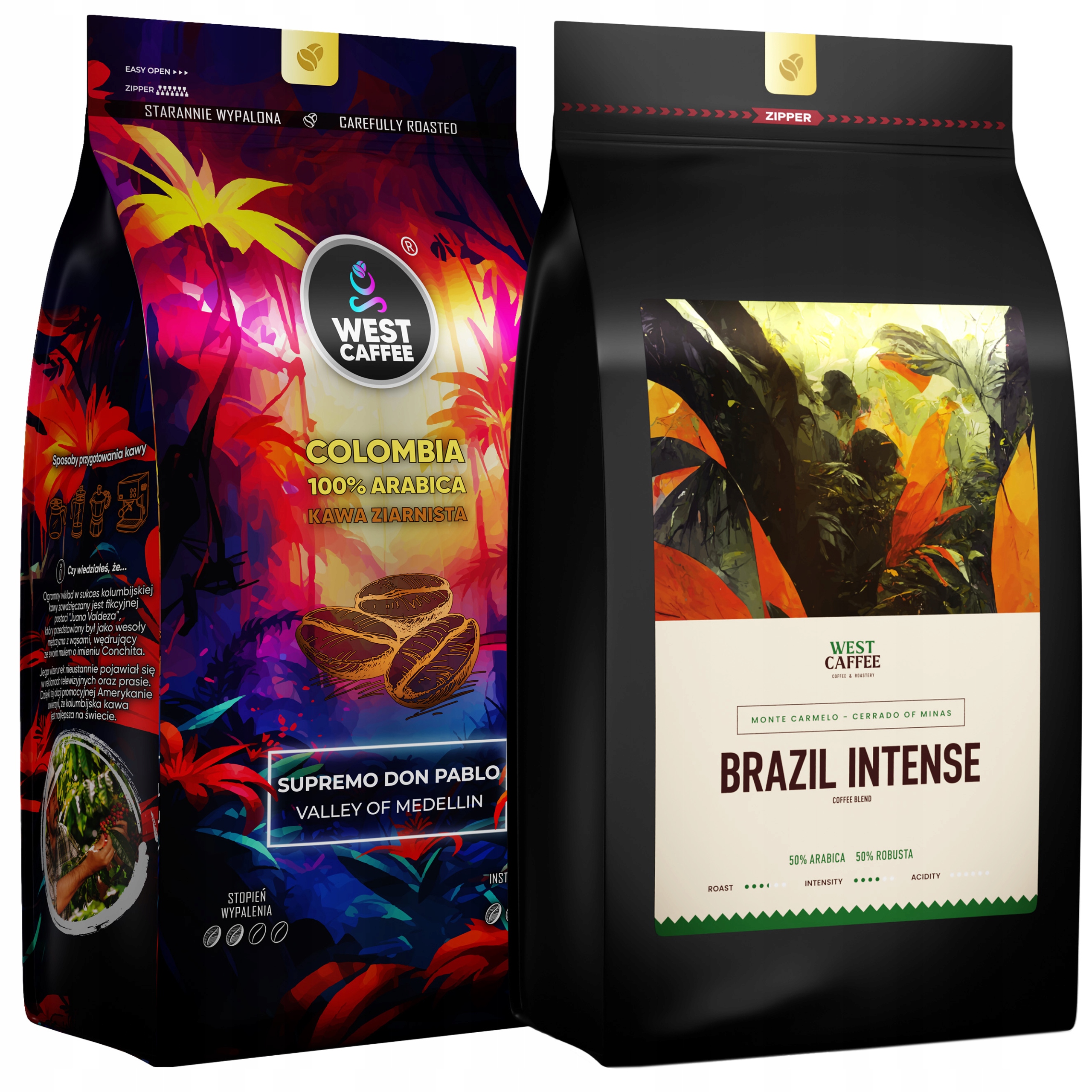 Levně Káva Zrnková Kolumbie Brazil Intense Set 2KG Čerstvě pražená