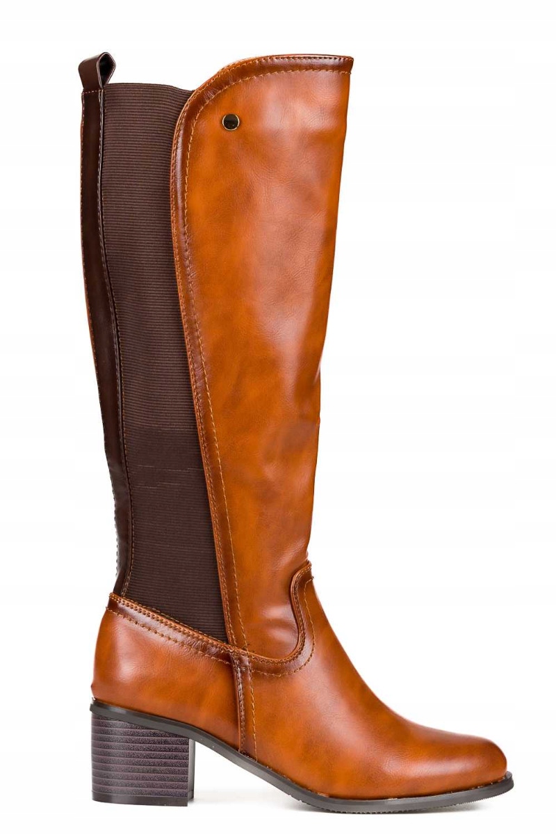 Kozačky Na Podpatku 6 CM Zateplené S Gumičkou 39