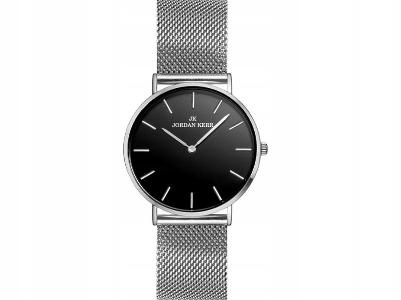Ocelové pánské hodinky s černým ciferníkem na mesh náramku, kulaté, obálka