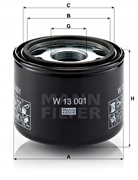 13 001 - Масляный фильтр MANN-FILTER W13001