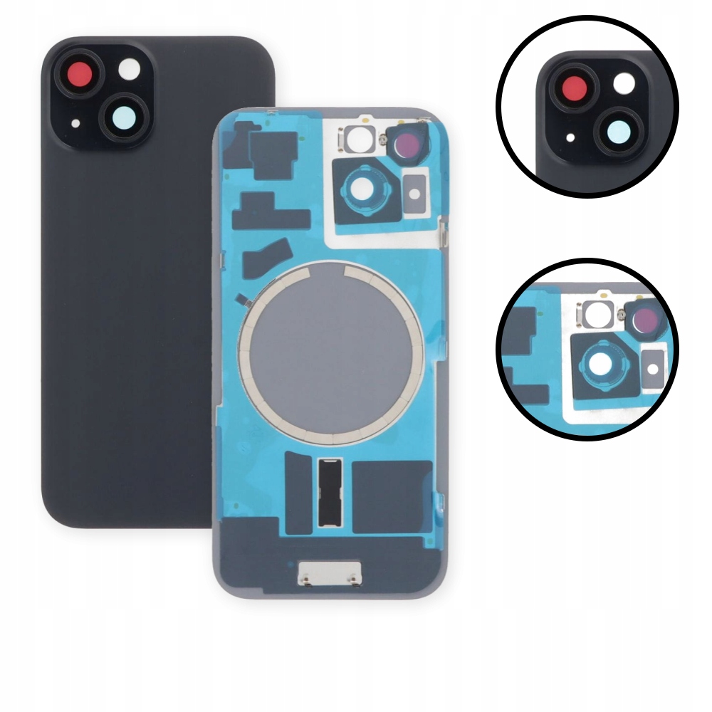 Tylna szyba, klapka baterii, panel tylny do iPhone 15, czarna