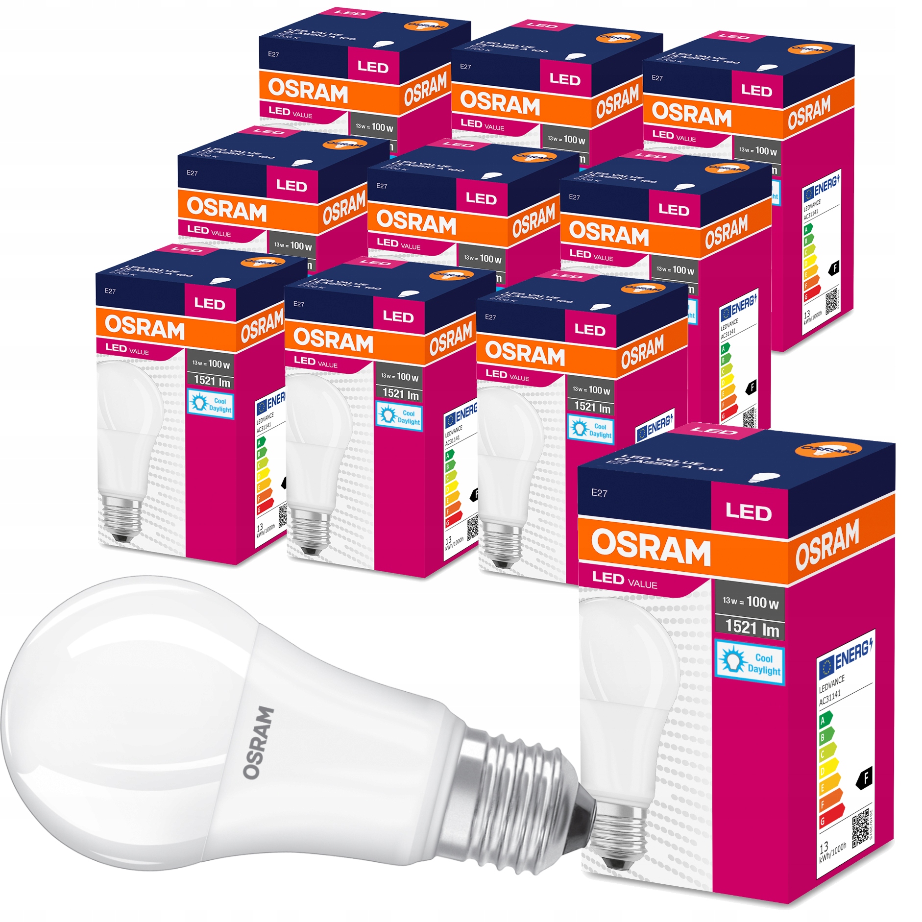 

10x Żarówka Led E27 13W 100W 1521lm 6500K Osram