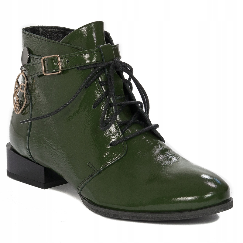 Botki Maciejka 5743A-45 skórzane zielone lak r.39