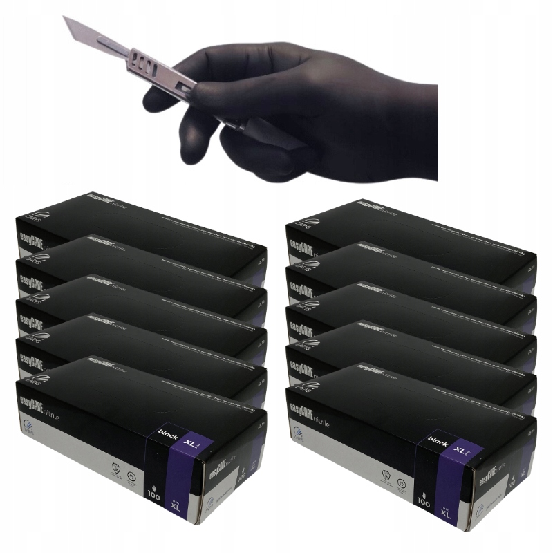 Levně Nitrilové rukavice Bezpudrové Zarys Easycare Černé r.XL 1000 ks (karton)