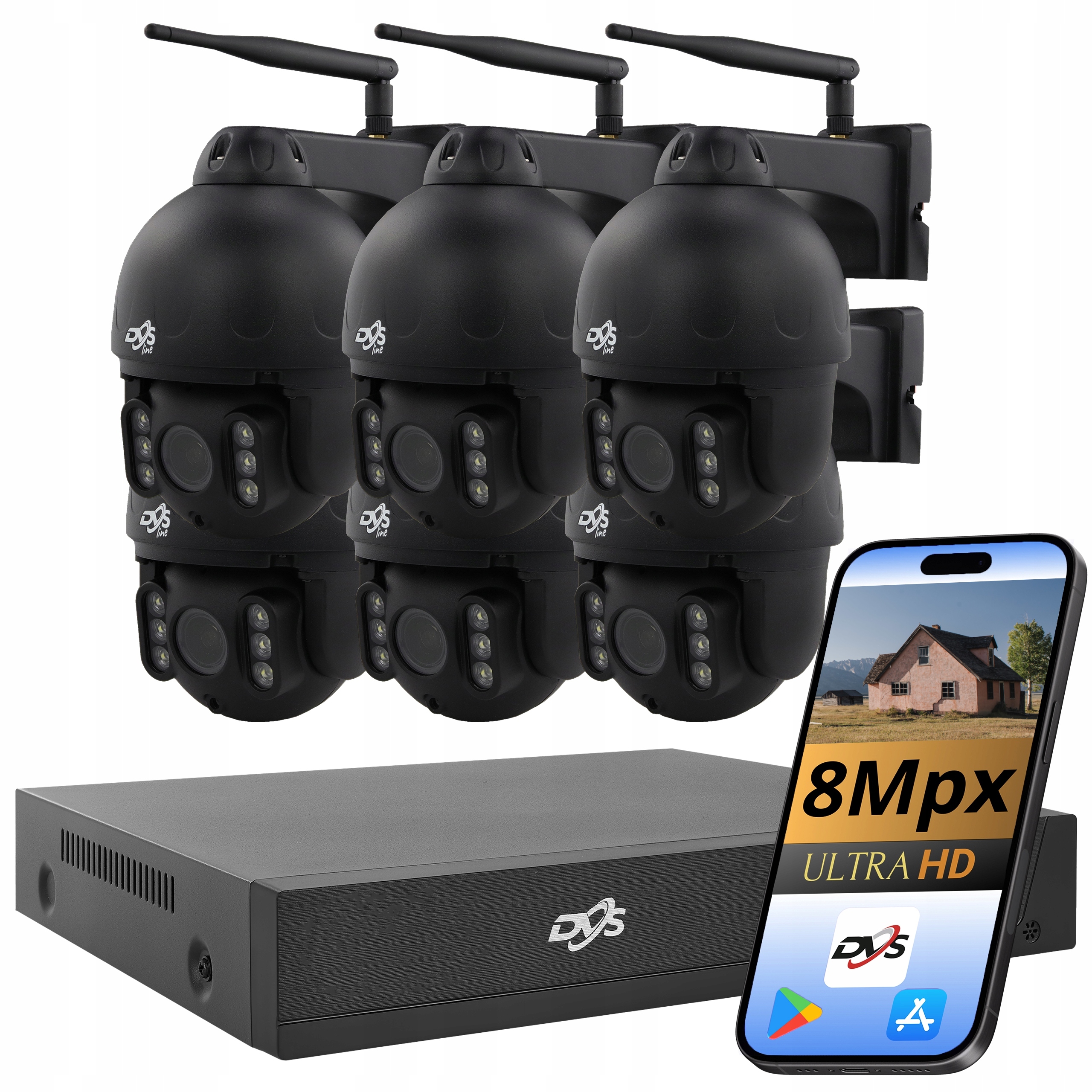 Sada 6 Rotačných Wifi Kamier 8Mpx 4K Bezdrôtová Kamera Dvs Monitorovanie