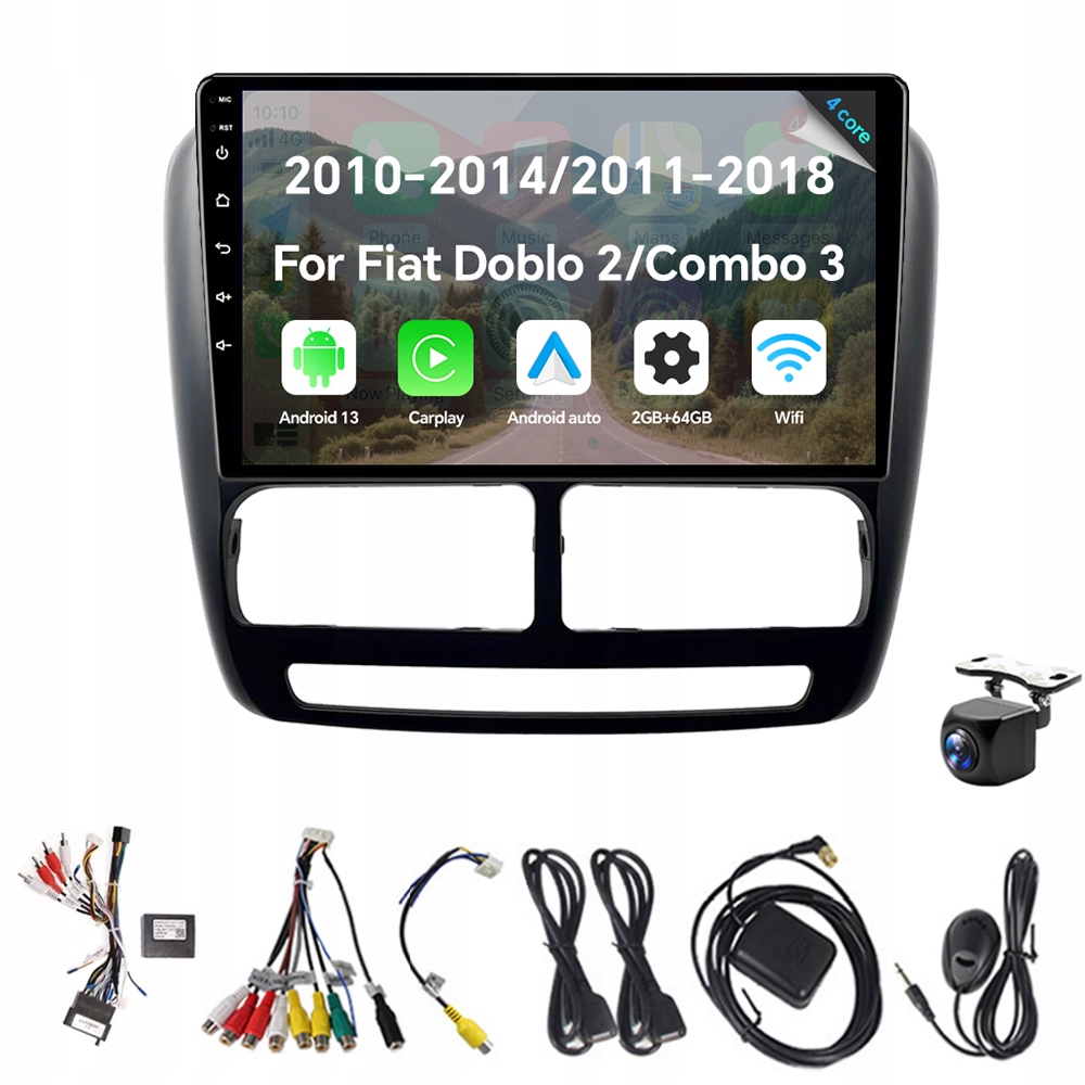 2Din Android 13 autorádio pro Fiat Doblo 2 2010-2014 2G 64G Carplay Gps