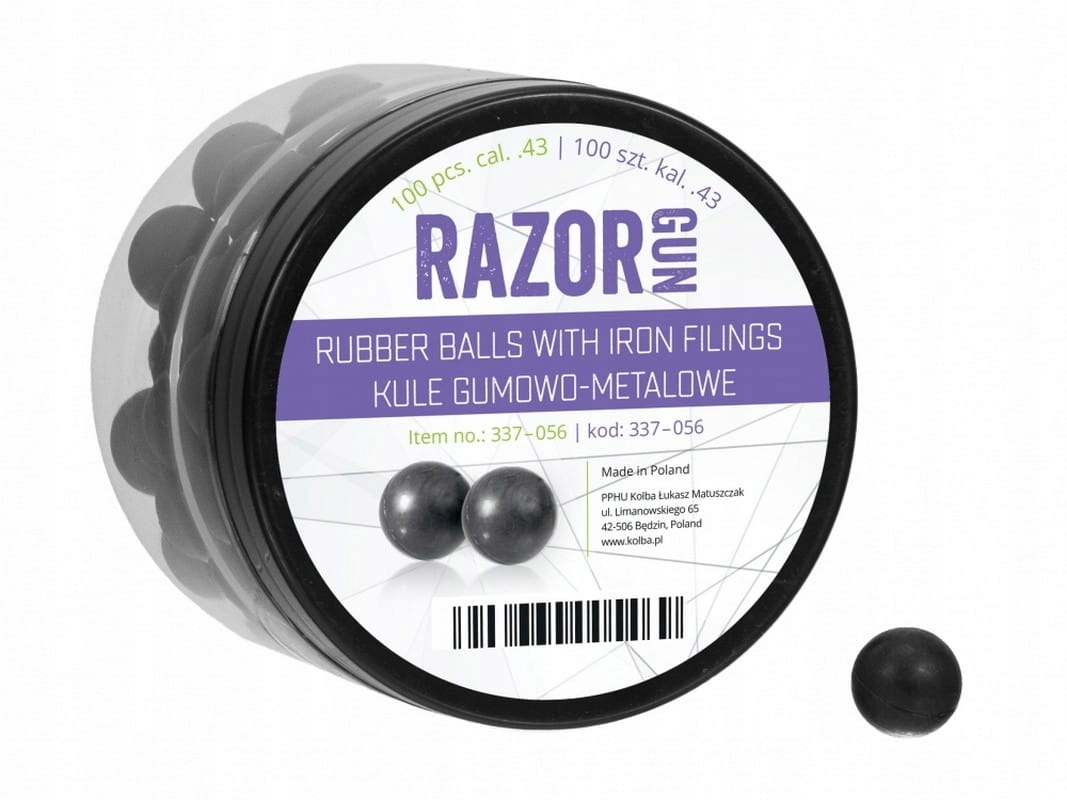 Kule gumowo-metalowe RazorGun 43 kal. .43/100 szt. do Umarex T4E Hds SG-68