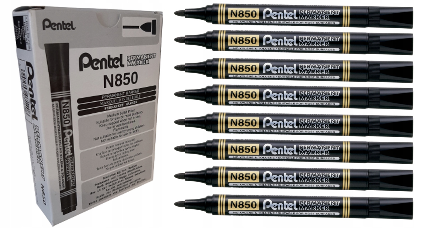 

Marker permanentny Pentel N850 czarny okr. 12 szt.