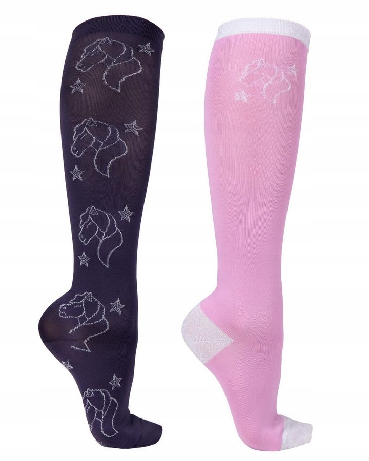 Podkolanówki skarpetki 2pack kolorowe dziecięce Qhp Gween granat róż r31-34