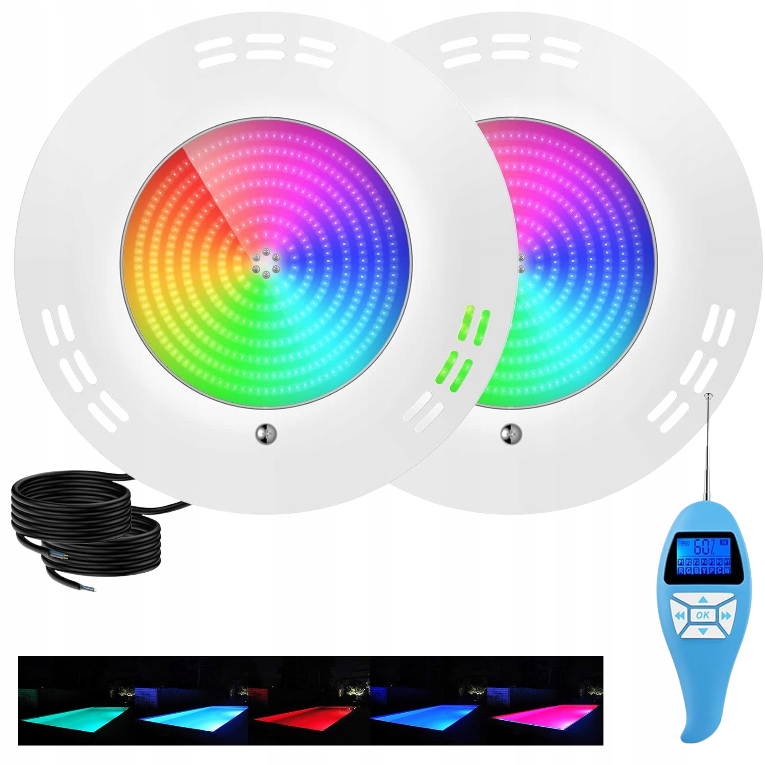 Bazénové lamy Led Rgb Sada 2Ks 35W Ploché 14 programů světla IP68