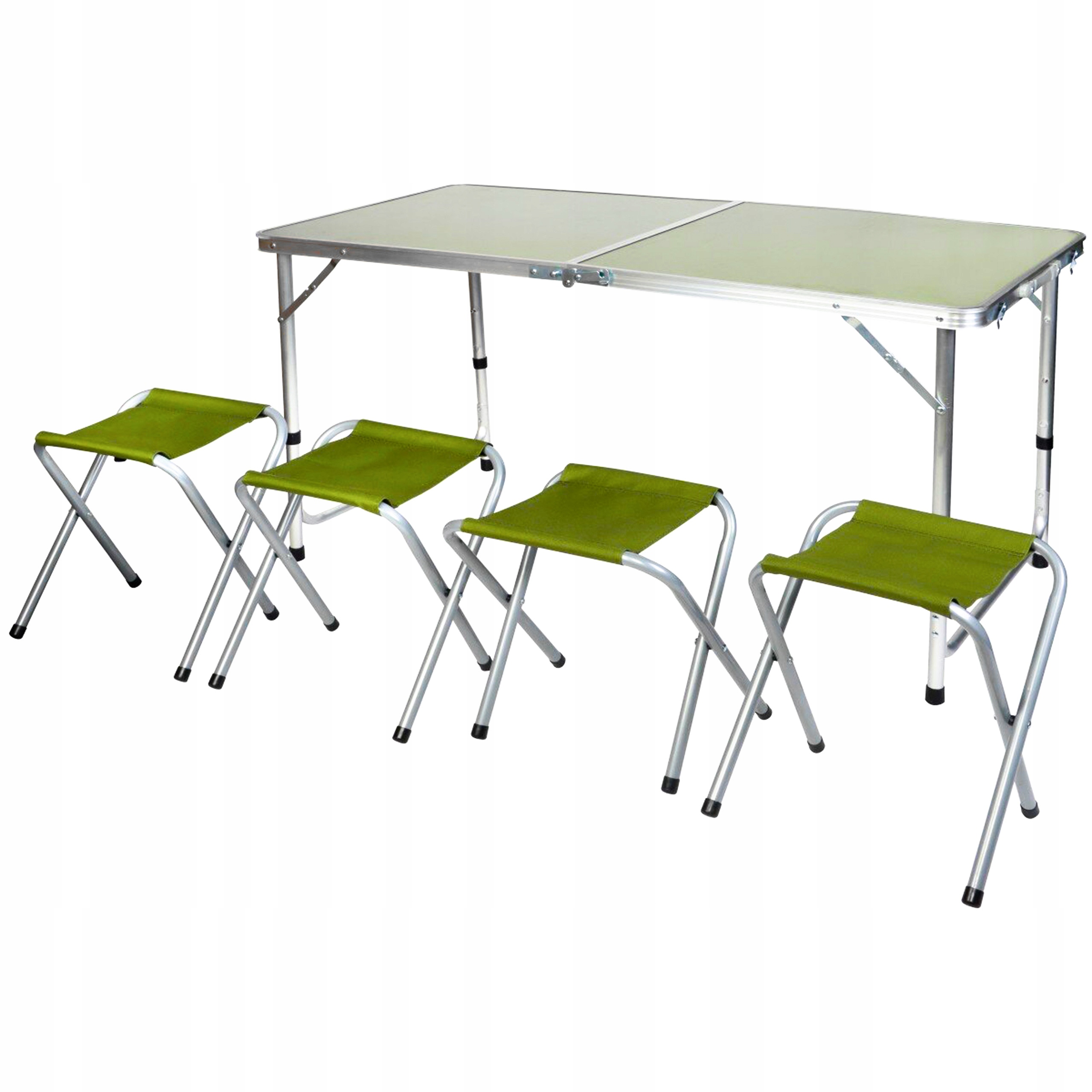 MEBLE OGRODOWE STÓŁ STOLIK TURYSTYCZNY SKŁADANY +4 KRZESŁA DUŻY ZESTAW 10W1 Długość (cm) 120