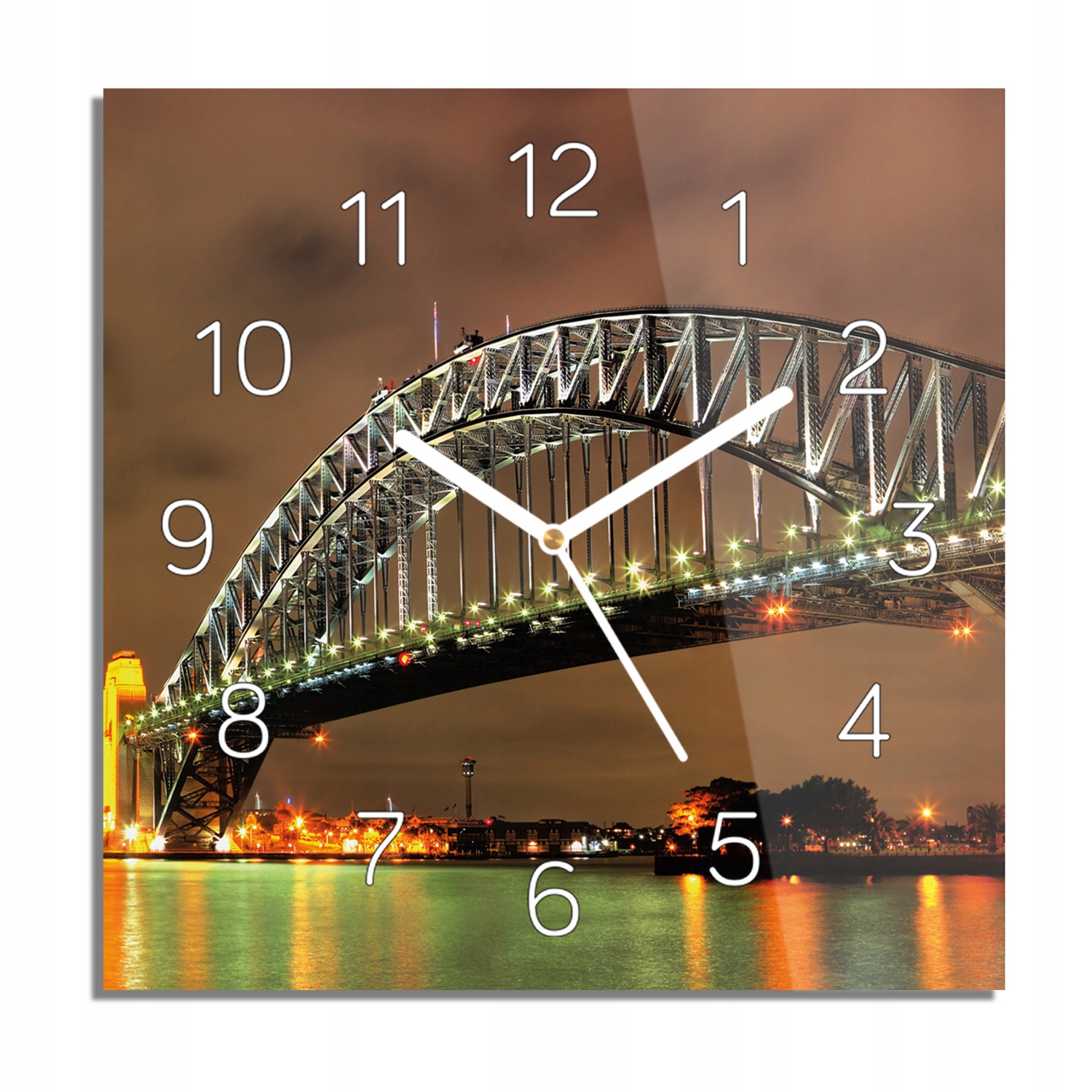 

Most noc miasto zegar szklany kwadrat 30x30 z foto