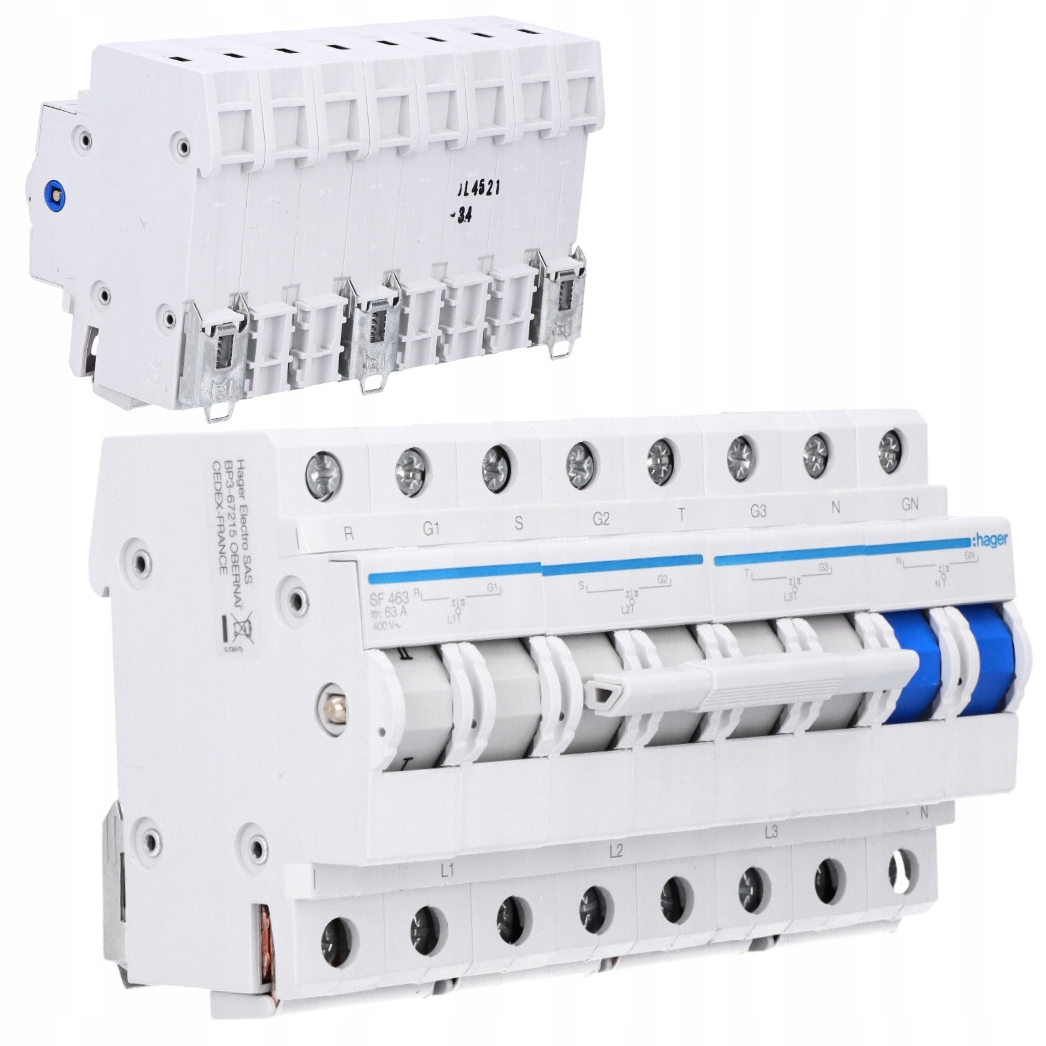 Przełącznik Modułowy Sieć-agregat 4P I-0-II 63A 400VAC SF463 Hager