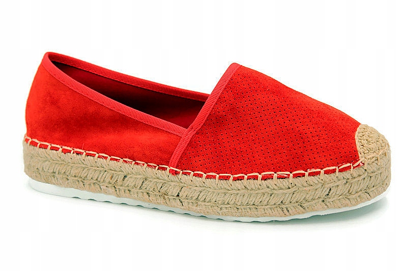 

JH90P Czerwone Espadryle Zamszowe Ażurkowe R.39