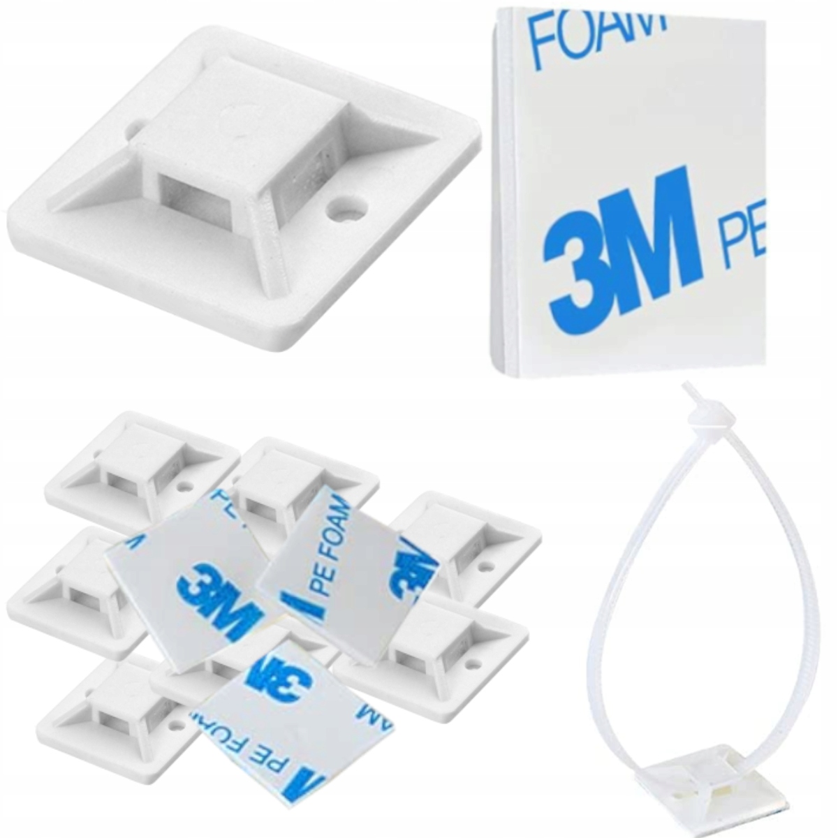 

Mocowanie Uchwyt Opaski Kablowej 30x30 mm 50 Sztuk