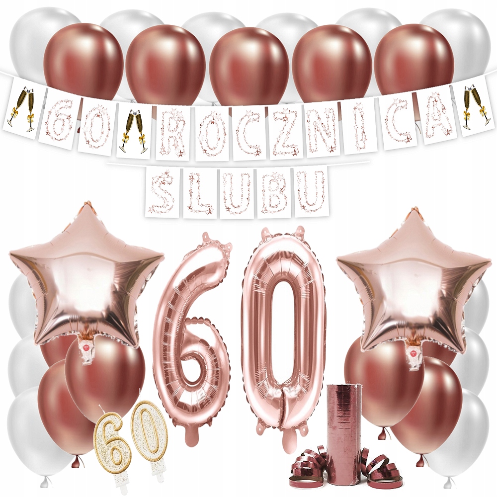 

Zestaw Balony 60 Rocznica Ślubu Rose Gold Girlanda