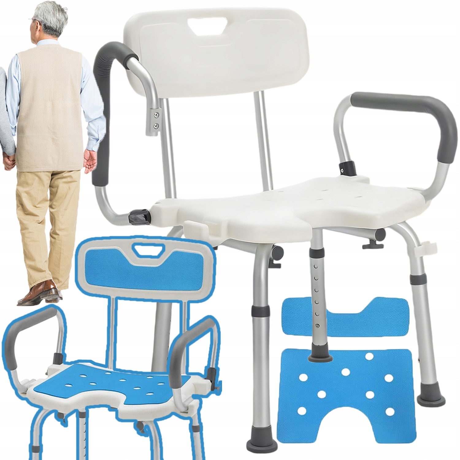 Krzesło Pod Prysznic Z Oparciem Siedzisko Przysznicowe Taboret Składane