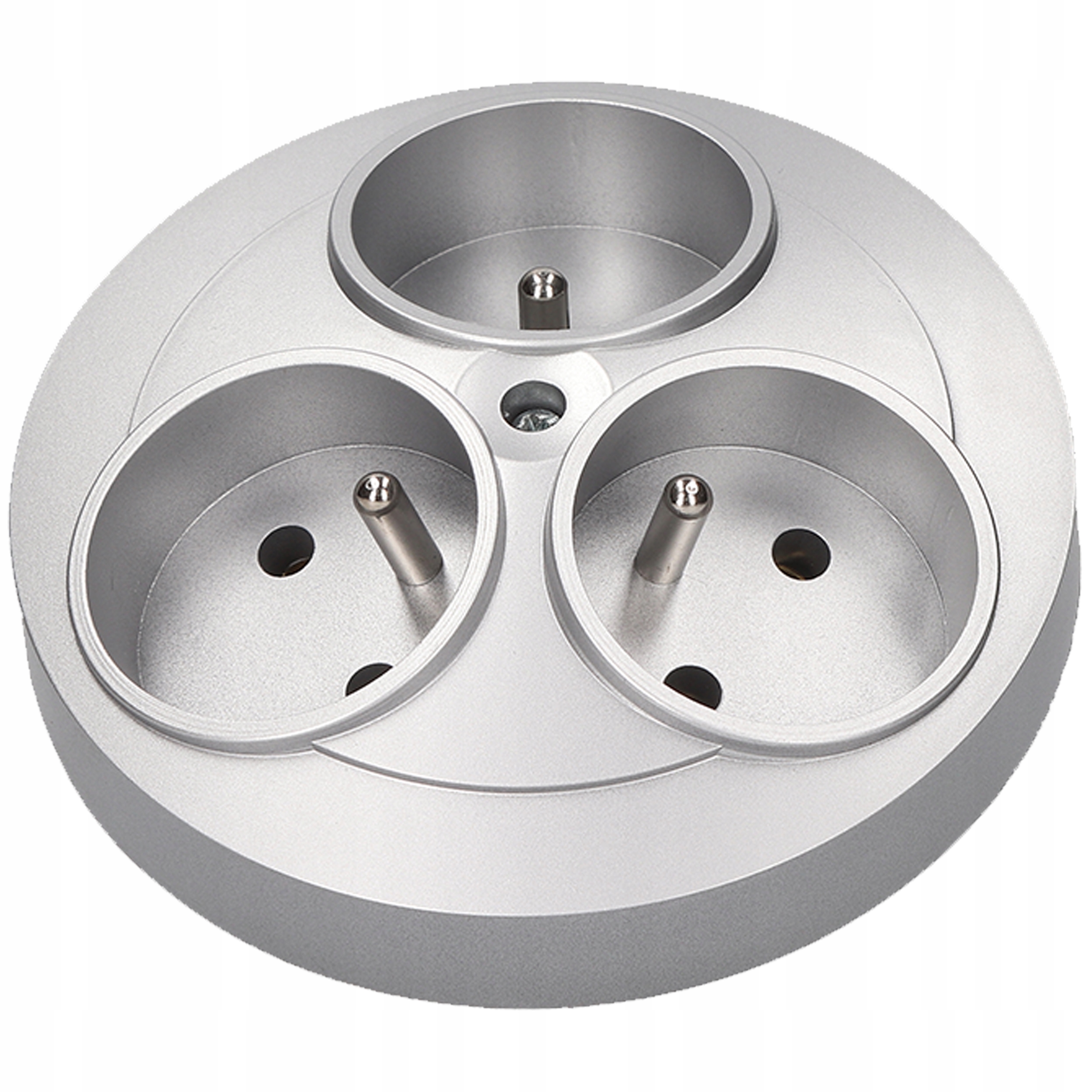 Gniazdo potrójne z uziemieniem OPAL srebrny