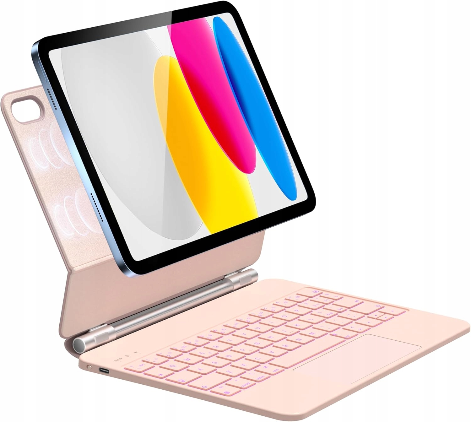 Magnetická klávesnica pre iPad 10. generácie 2022 Hou MF-10 Qwerty ružová