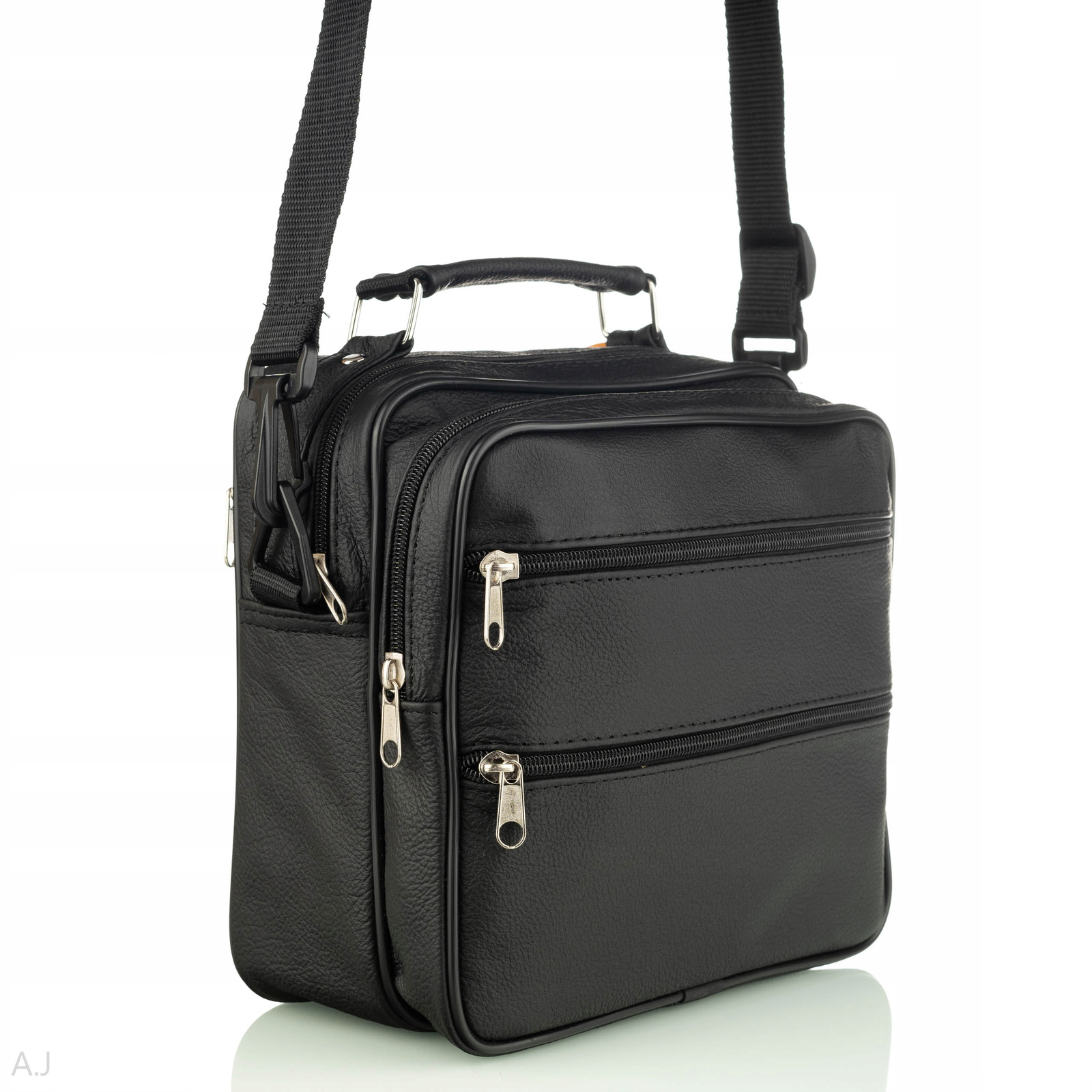 Pánská kožená taška z přírodní kůže, malá pro práci, polská výroba