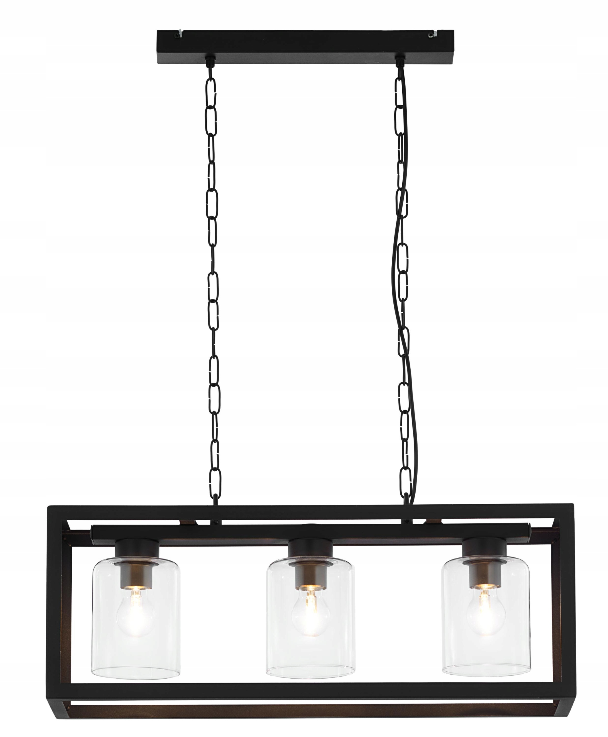 Závěsná lampa Macari Černá Skleněné Stínidla 3xE27 Stropní Svítidlo do pokoje