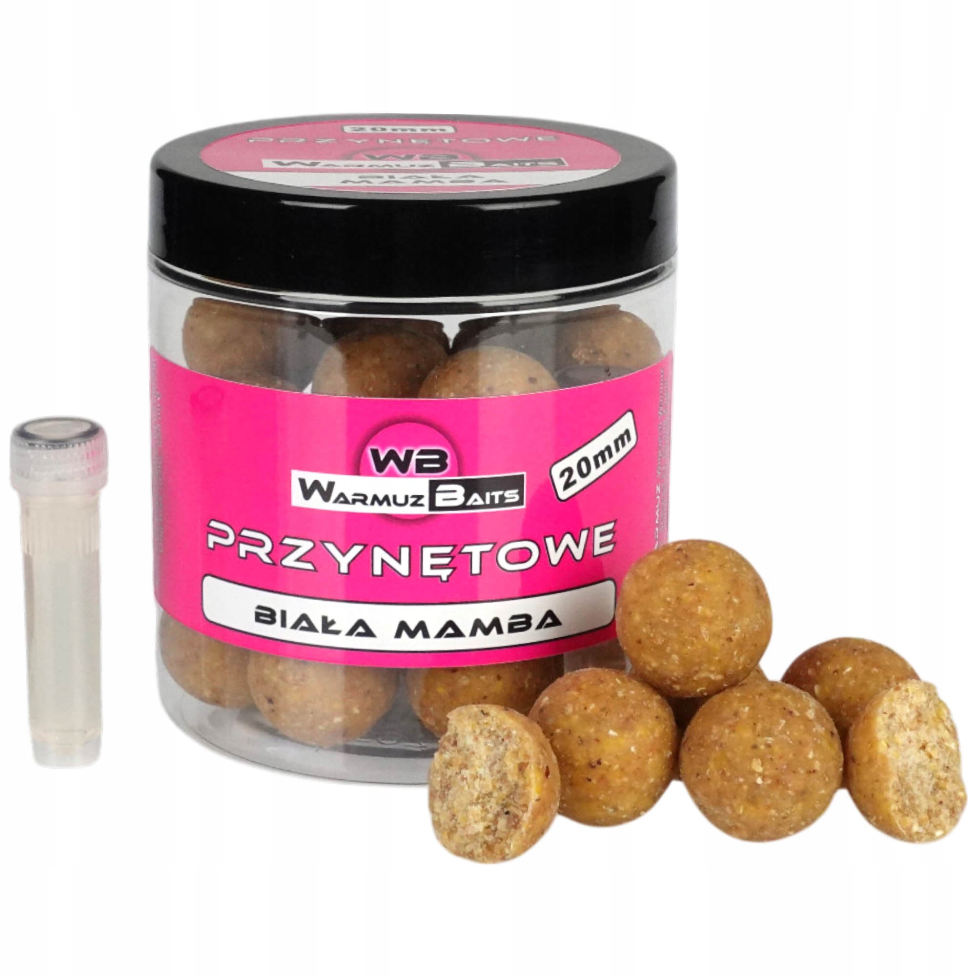 Kulki Haczykowe Warmuz Baits Biała Mamba 20mm 250ml plus Dopalacz