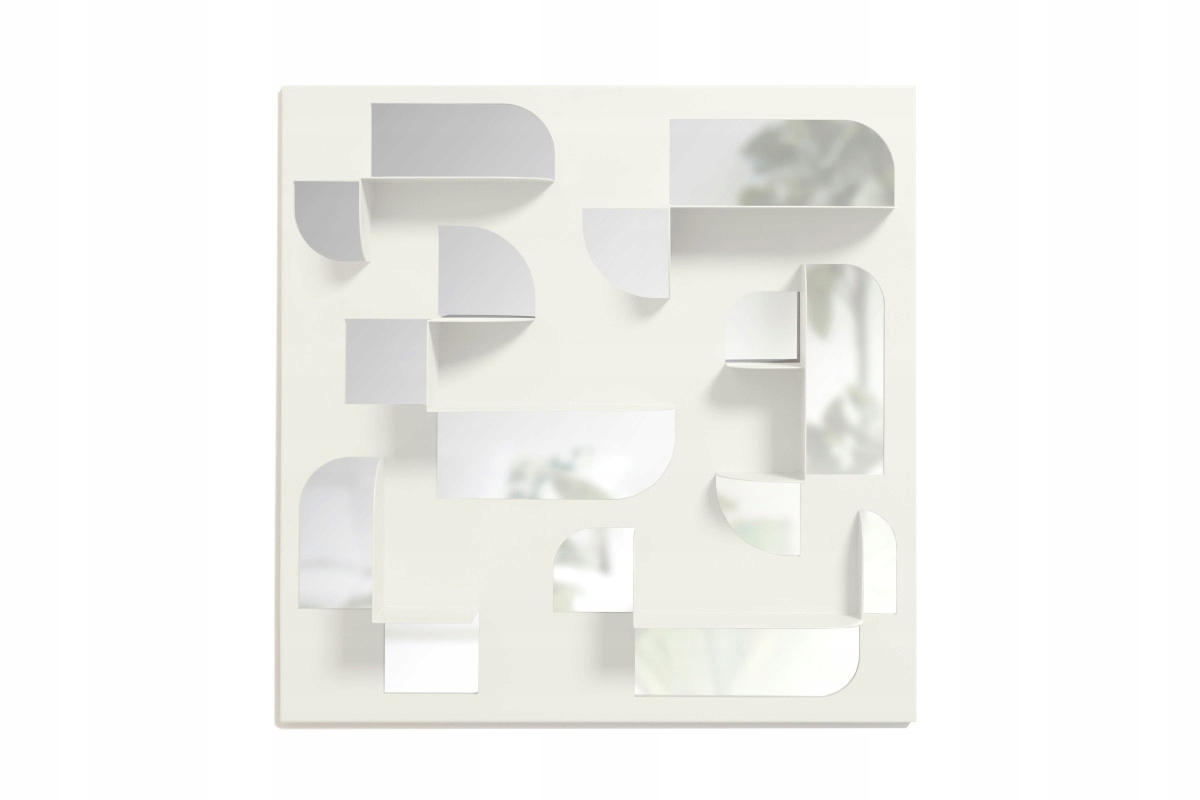 Minimalistyczne półka z lustrami biała 61x61 cm