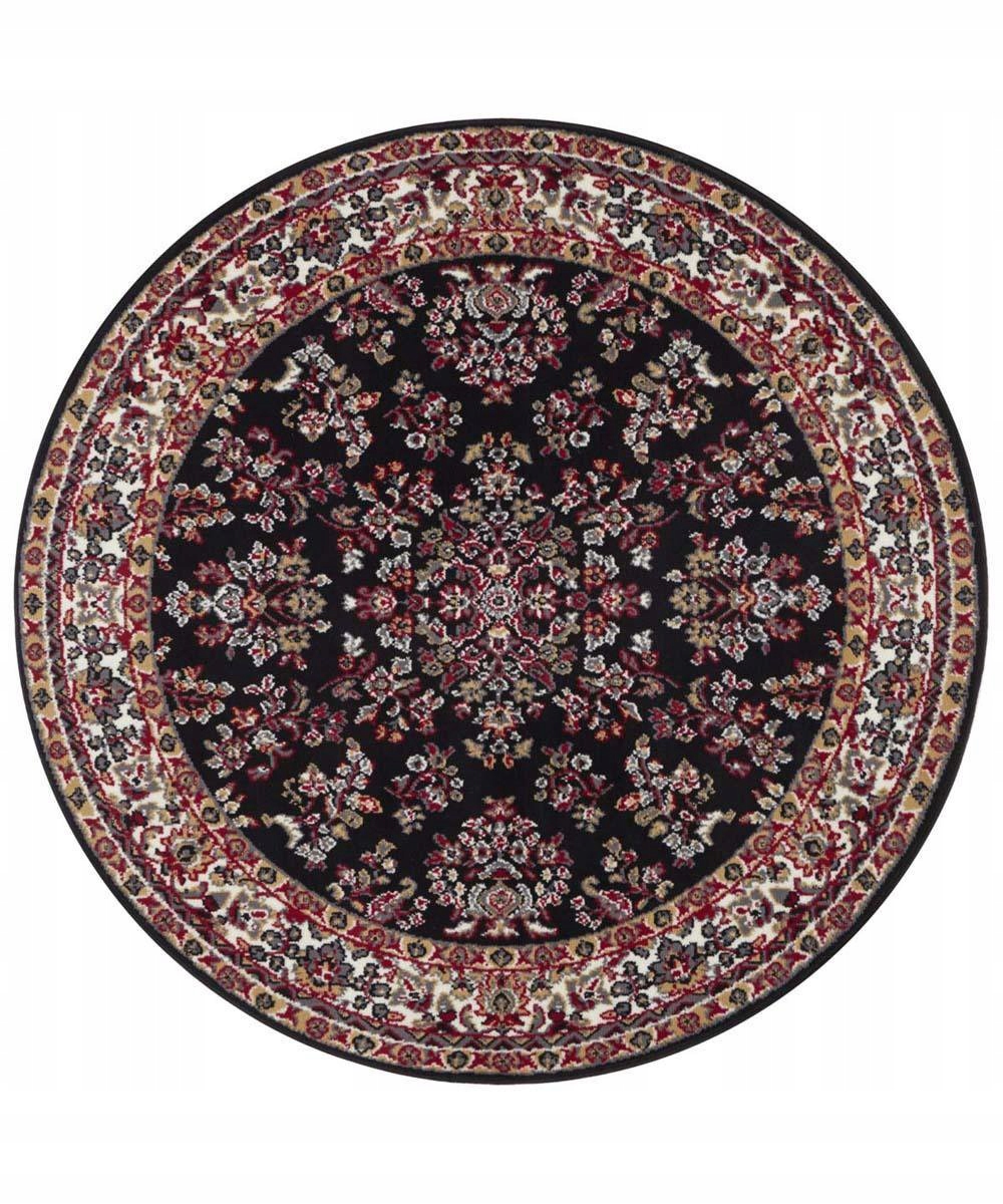 Okrúhly koberec, tradičný čierny vzor 140 cm