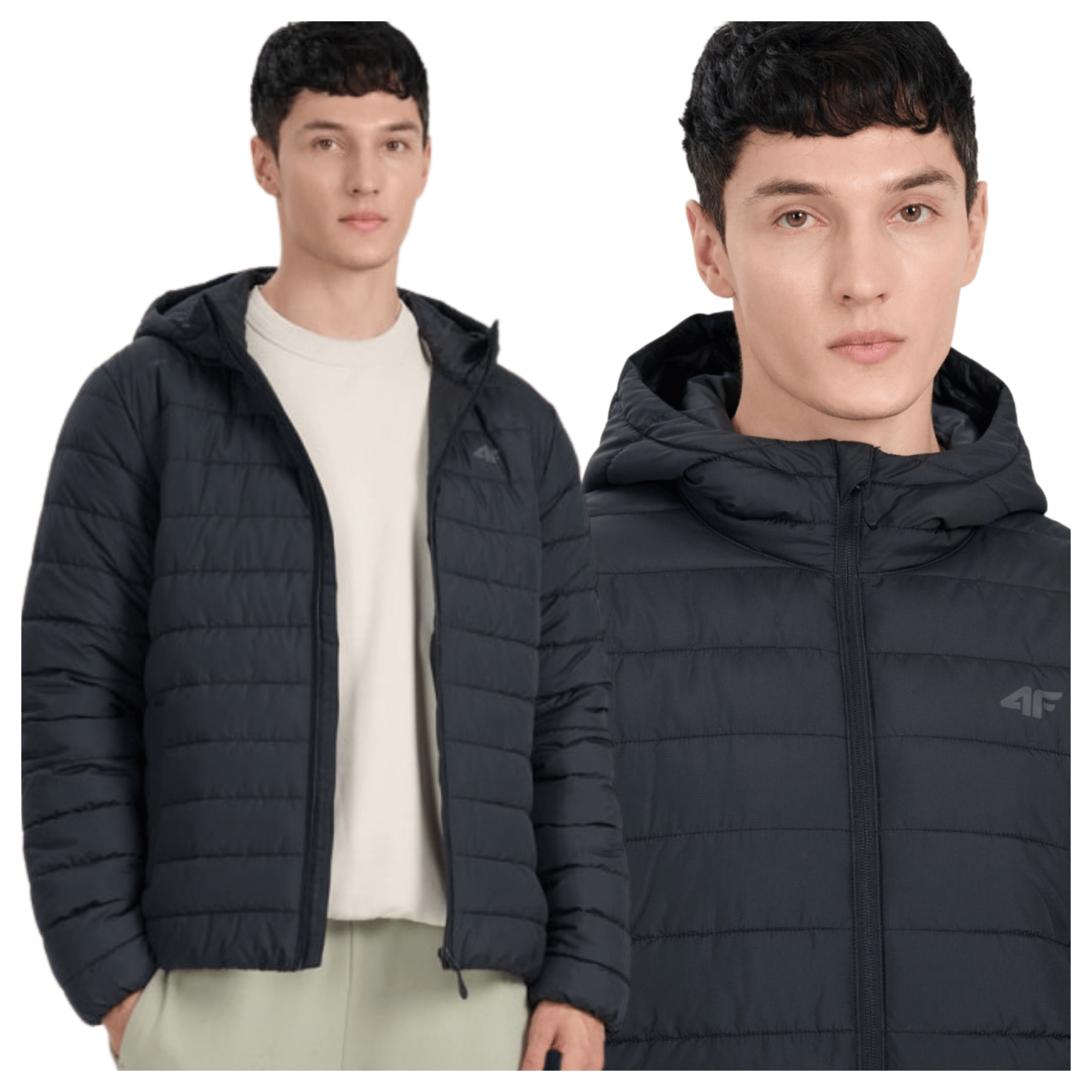 4F Pánská Zimní Péřová Bunda Ripstop S Kapucí Lehká, Hydrofobní