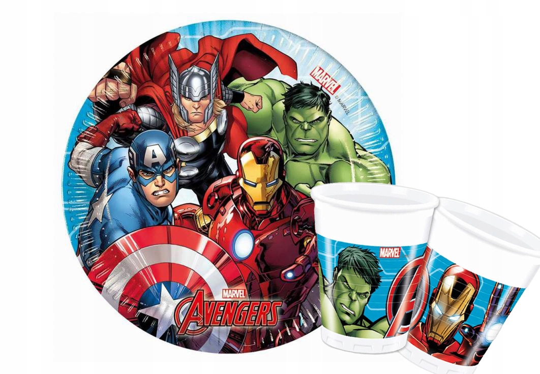 

Zestaw urodzinowy kubki talerzyki Mighty Avengers