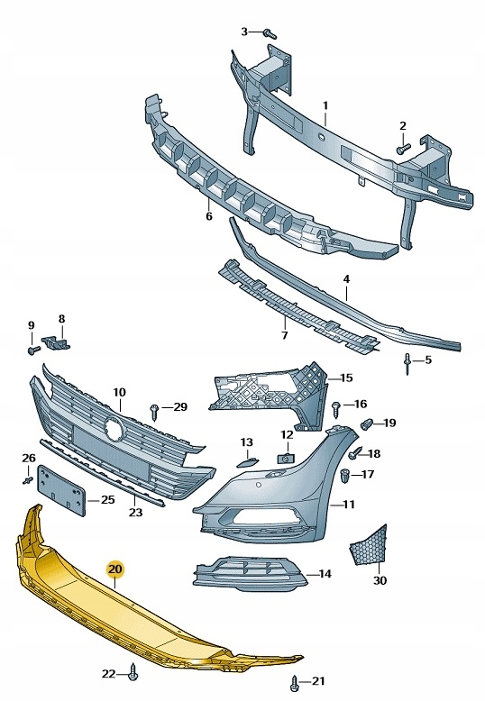 SPOJLER PRZEDNIEGO ZDERZAKA VW ARTEON ORYGINAŁ 3G8805903A