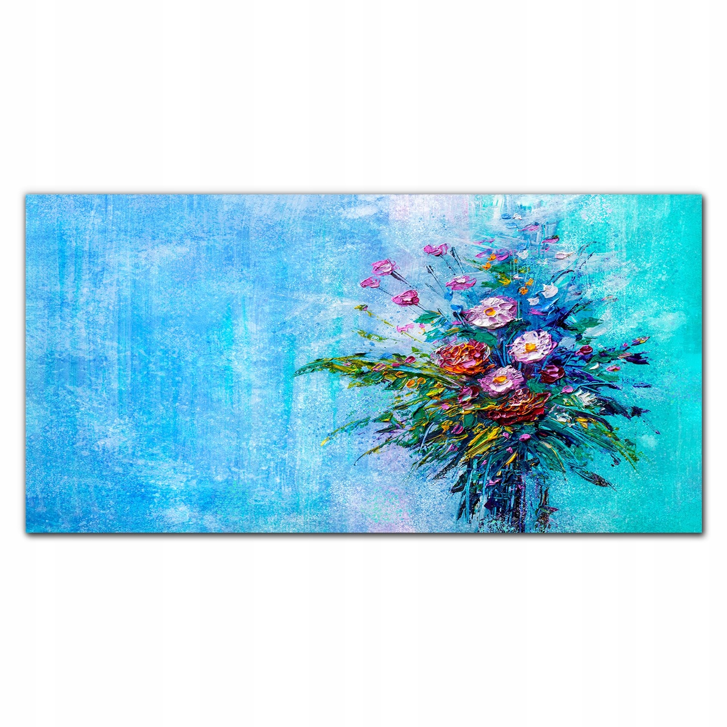 Obraz na plátne do obývačky Maľba s kvetmi 140x70