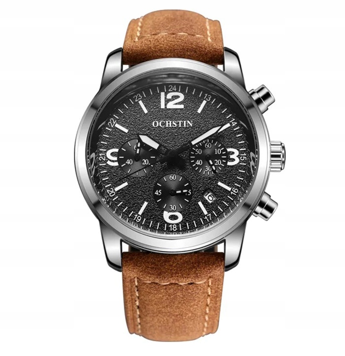 Pánské hodinky Ochstin kožený řemínek chronograf datumovka