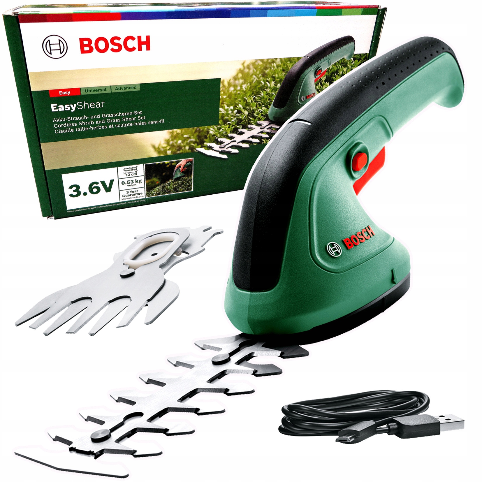 Nożyce akumulatorowe do krzewów trawy żywopłotu Bosch EasyShear 0600833303